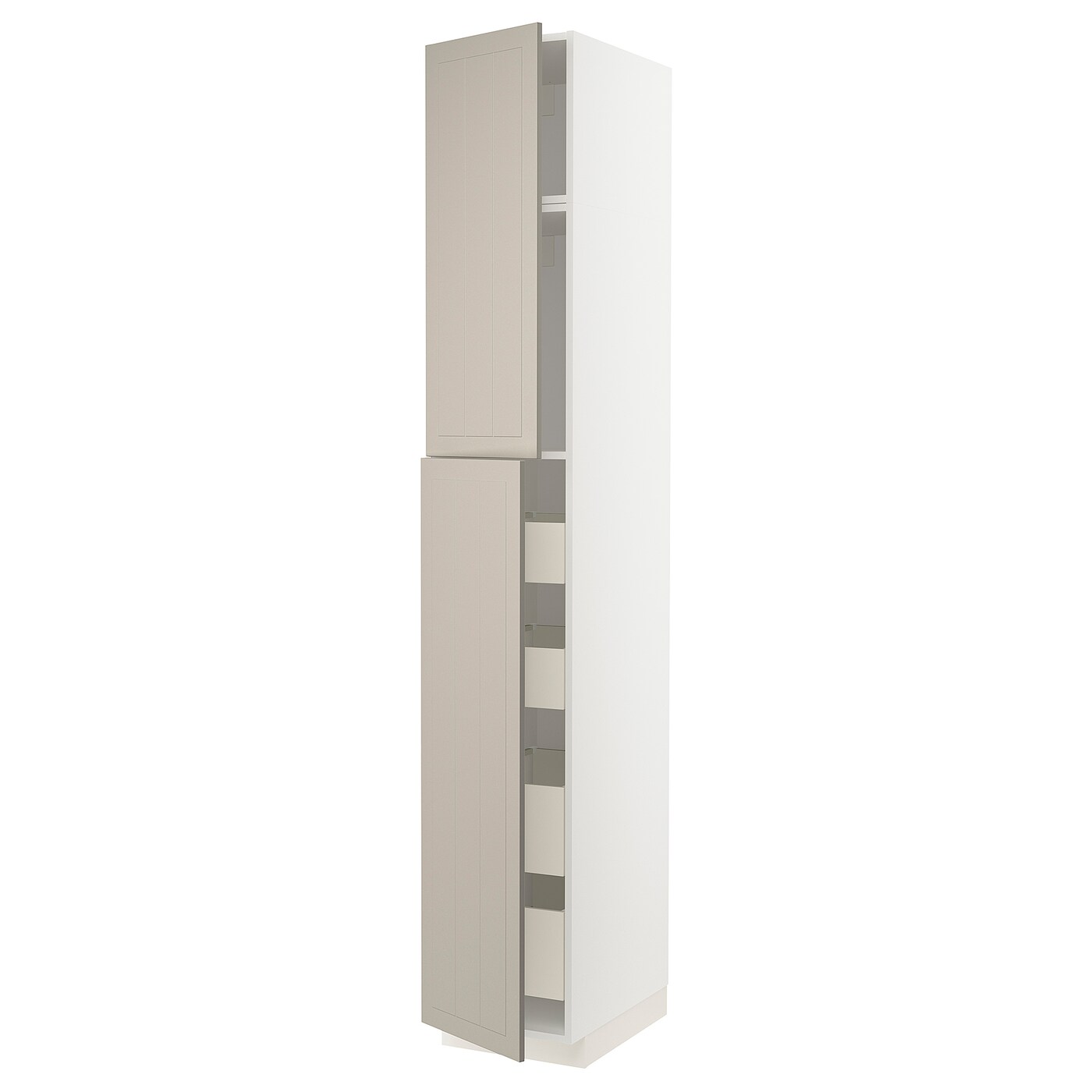 Высокий шкаф - IKEA METOD/MAXIMERA/МЕТОД/МАКСИМЕРА ИКЕА, 240х60х40 см, белый/темно-бежевый