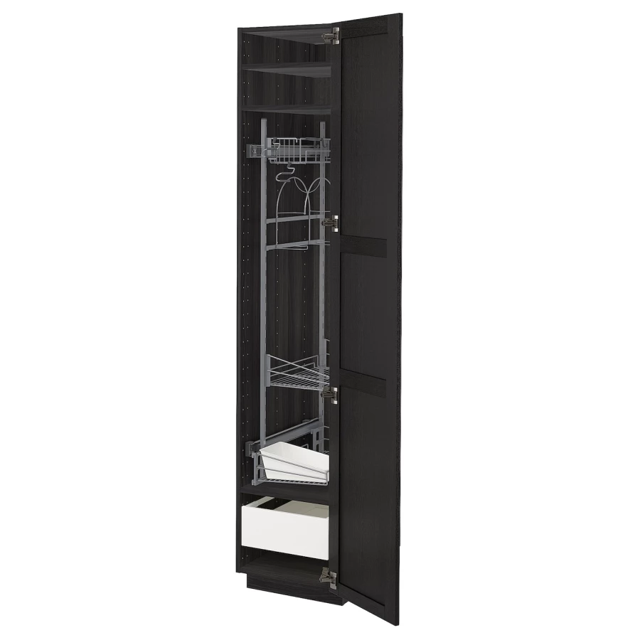 Высокий шкаф/бытовой - IKEA METOD/MAXIMERA/МЕТОД/МАКСИМЕРА ИКЕА, 200х60х40 см, черный (изображение №1)