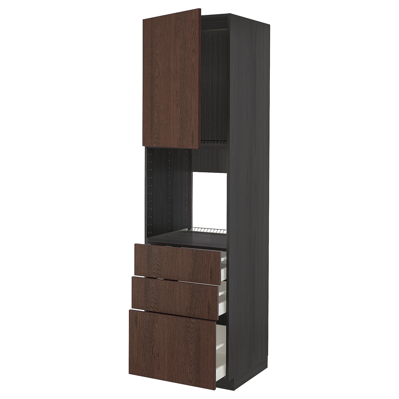 Высокий шкаф с ящиками - IKEA METOD/MAXIMERA/МЕТОД/МАКСИМЕРА ИКЕА, 220х60х60 см, черный/коричневый