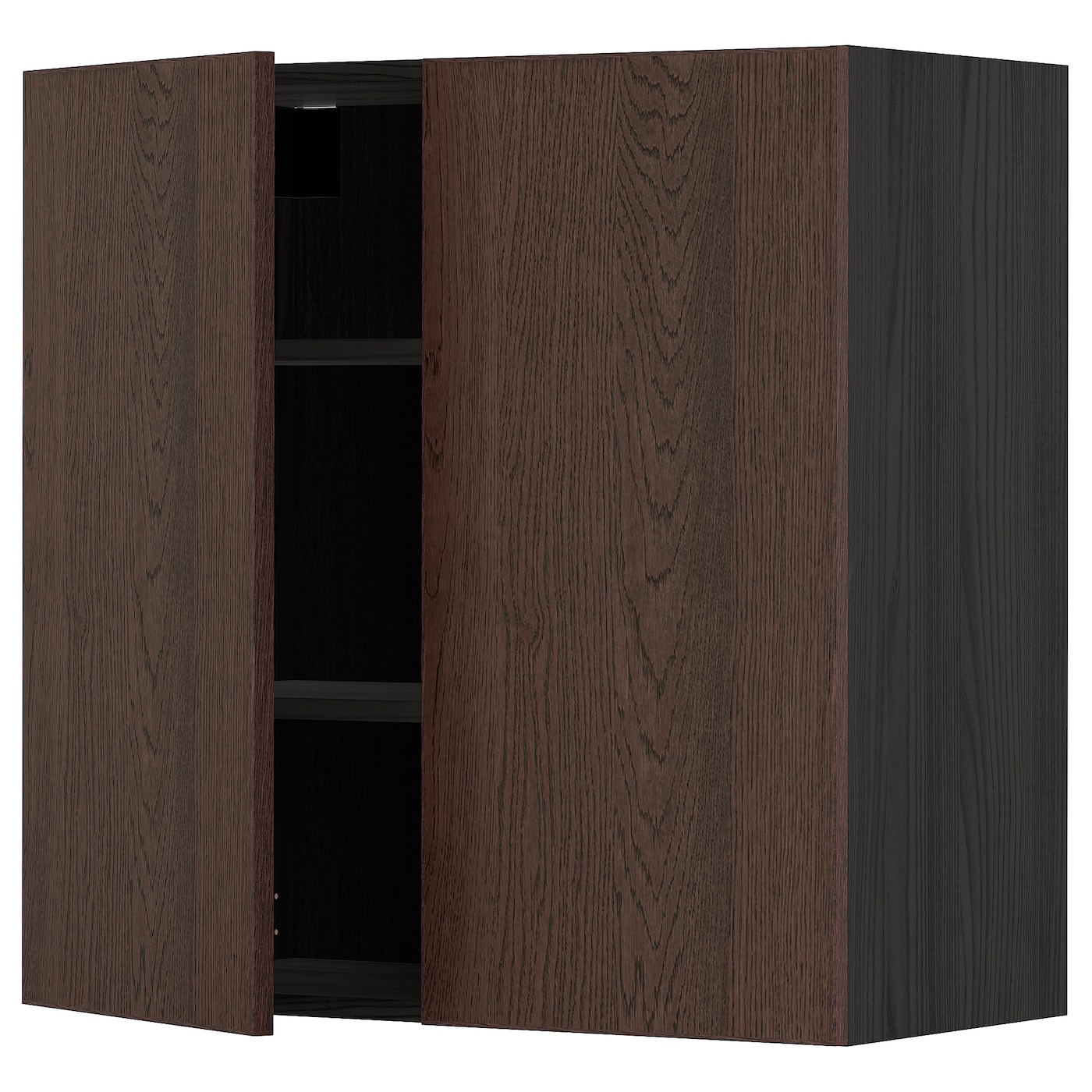 Навесной шкаф с полкой - METOD IKEA/ МЕТОД ИКЕА, 80х80 см, черный/коричневый
