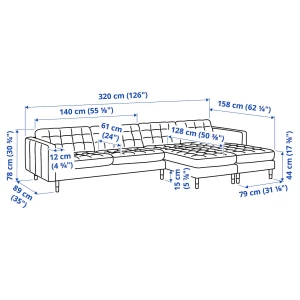 Второе фото. 4-местный диван с шезлонгом - IKEA LANDSKRONA, 78x320см, черный, ЛАНДСКРУНА ИКЕА