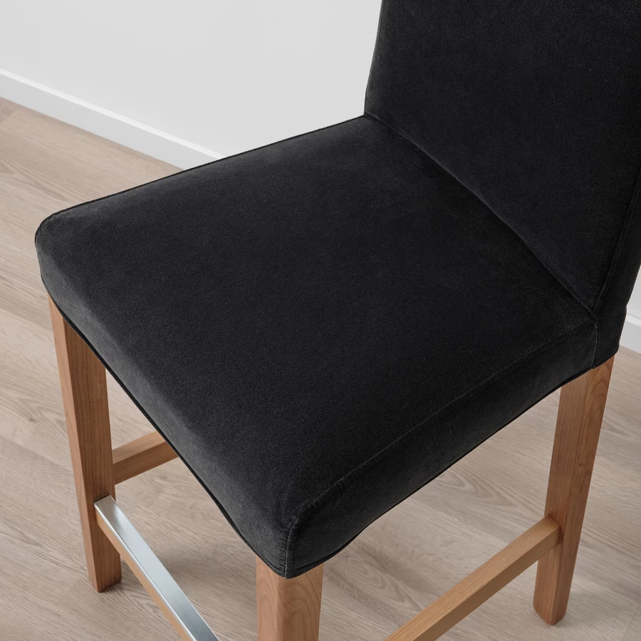 Барный стул со спинкой - BERGMUND IKEA/БЕРГМУНД ИКЕА, 97х45х48см, черный (изображение №8)