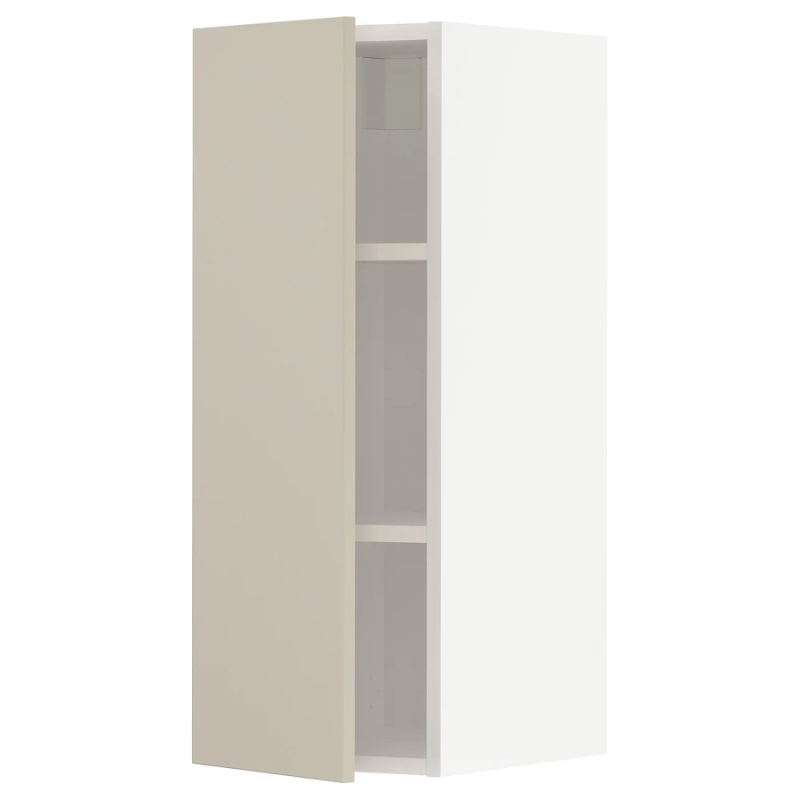 Навесной шкаф с полкой - METOD IKEA/ МЕТОД ИКЕА, 80х30 см, белый/светло-коричневый (изображение №1)