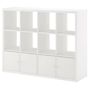 Стеллаж 12 ячеек с дверцами - IKEA KALLAX, 147х112 см, белый, КАЛЛАКС ИКЕА
