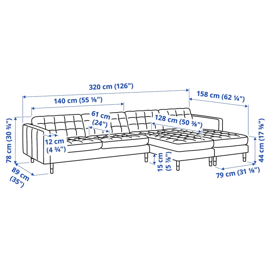 LANDSKRONA 4-местный диван с шезлонгом ИКЕА (изображение №5)