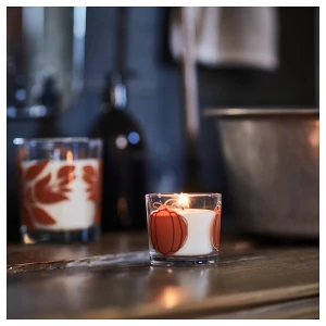 Второе фото. Ароматическая свеча IKEA HÖSTAGILLE/ХЁСТАГИЛЛЕ ИКЕА, пряная тыква, оранжевый