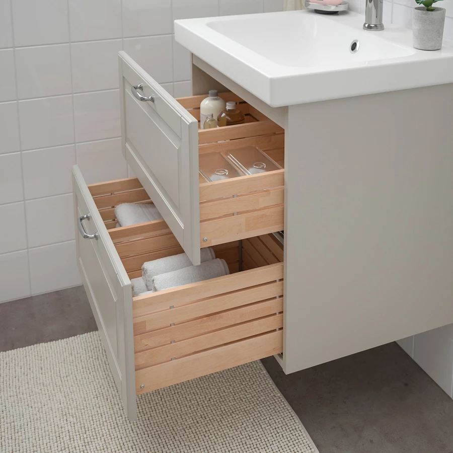 Шкаф под умывальник с 2 ящиками - GODMORGON IKEA/ ГОДМОРГОН ИКЕА, 60х58 см, серый (изображение №2)
