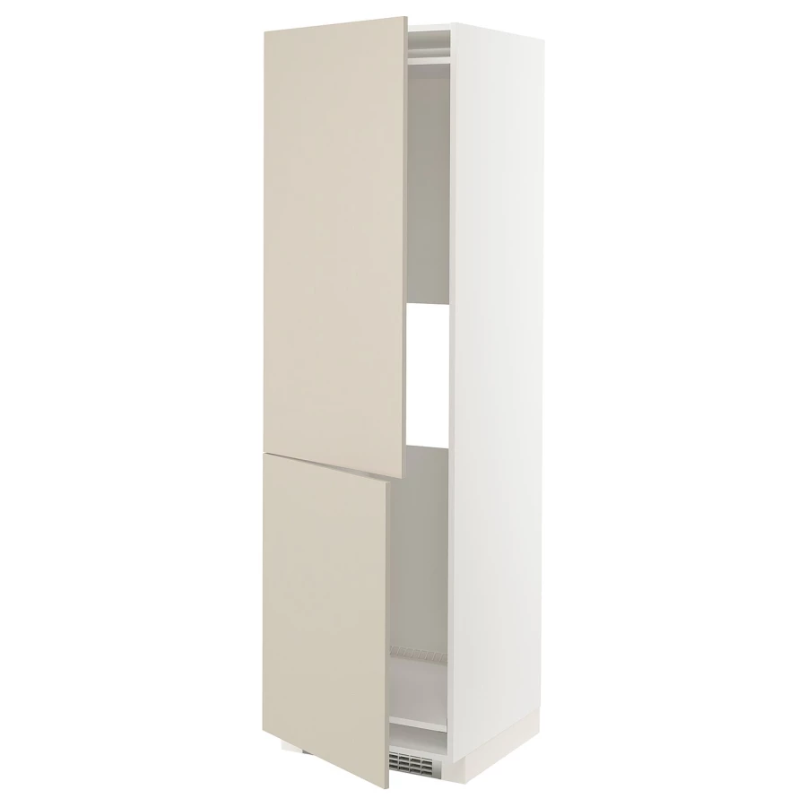 Высокий кухонный шкаф - IKEA METOD/МЕТОД ИКЕА, 200х60х60 см, белый/бежевый (изображение №1)