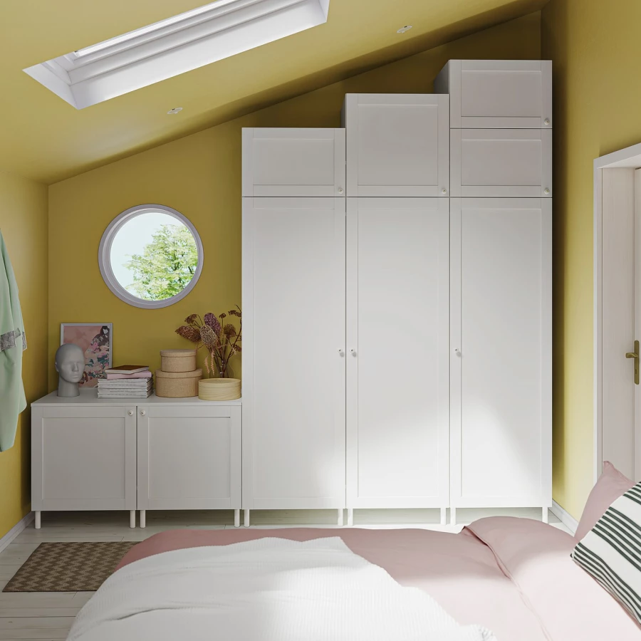 Платяной шкаф - PLATSA/SANNIDAL/IKEA/ ПЛАТСА/САННИДАЛИКЕА,300x57x271 см, белый (изображение №5)