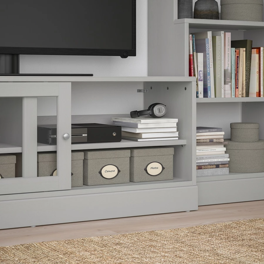 Комбинация телевизора - IKEA HAVSTA/ХАВСТА ИКЕА, 47х212х282 см, серый (изображение №3)