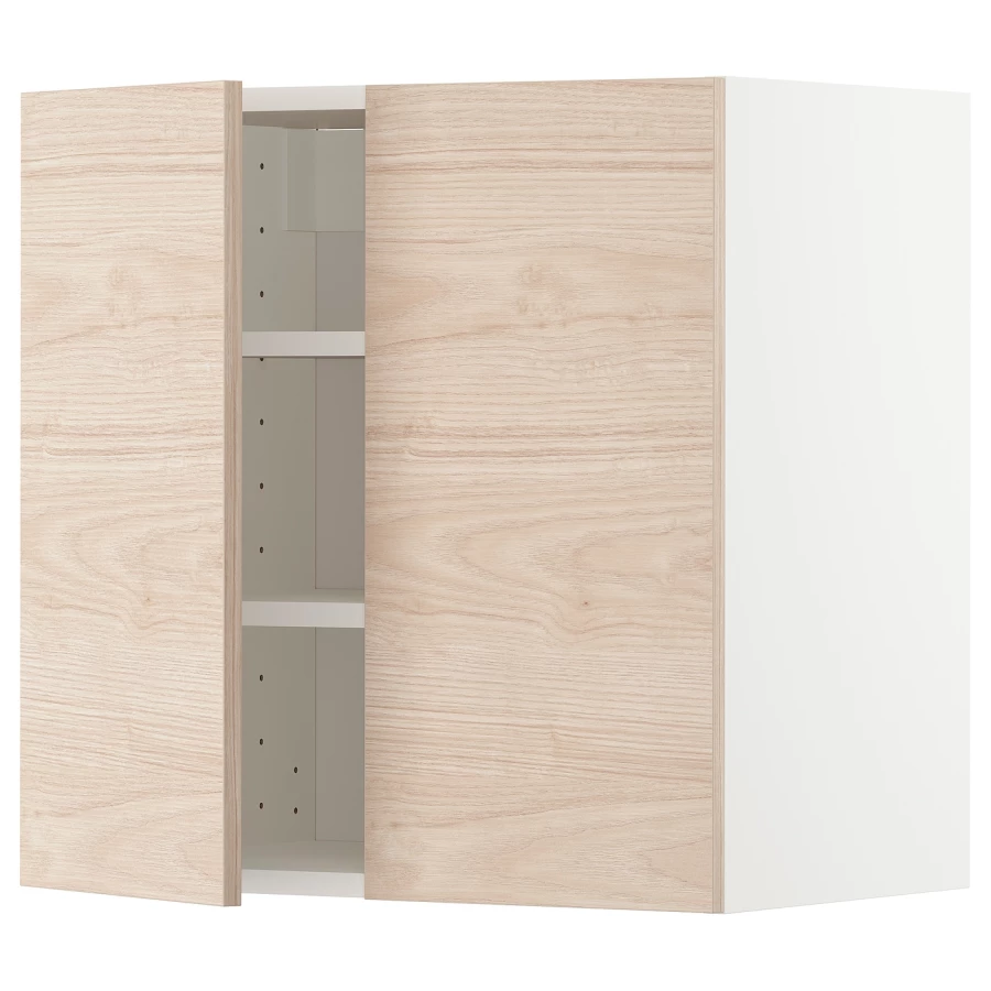 Навесной шкаф с полкой - METOD IKEA/ МЕТОД ИКЕА, 60х60 см, белый/под беленый дуб (изображение №1)