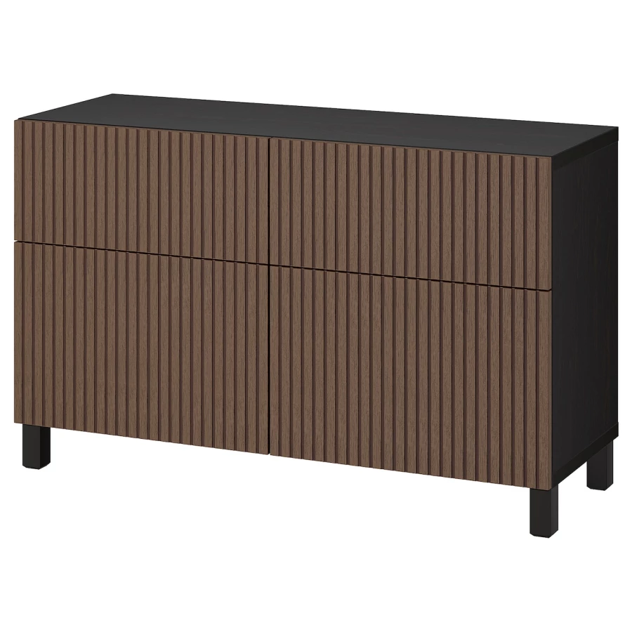Комбинация для хранения - IKEA BESTÅ/BESTA, 120х42х74 см, черно-коричневый/окрашенный дубовый шпон, БЕСТО ИКЕА (изображение №1)