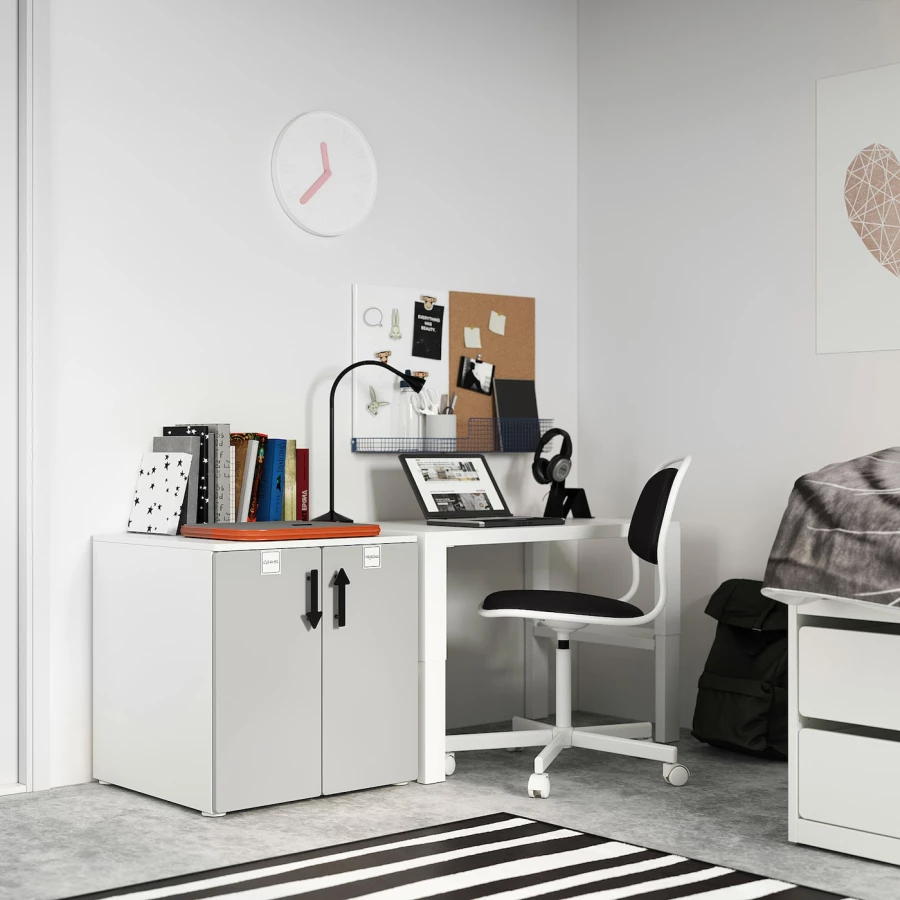 Шкаф детский - IKEA PLATSA/SMÅSTAD/SMASTAD, 60x55x63 см, белый/серый,  ИКЕА (изображение №3)