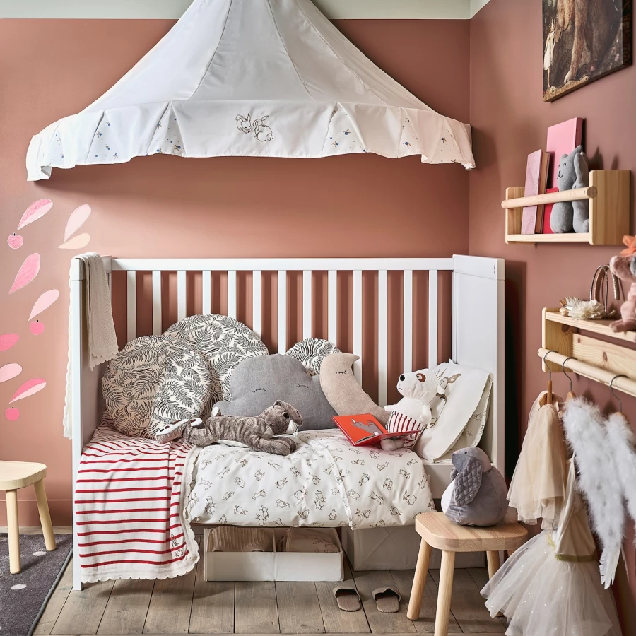 Пододеяльник и наволочка для детской кроватки - RÖDHAKE  / RОDHAKE  IKEA/  РЁДХАКЕ ИКЕА, 110x125/35x55 см,белый (изображение №4)