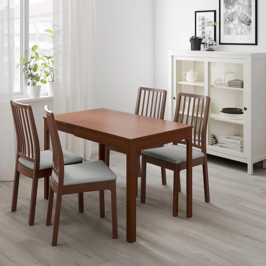 Раздвижной стол - IKEA EKEDALEN/ЭКЕДАЛЕН ИКЕА, 75х120/80х70 см, коричневый (изображение №3)