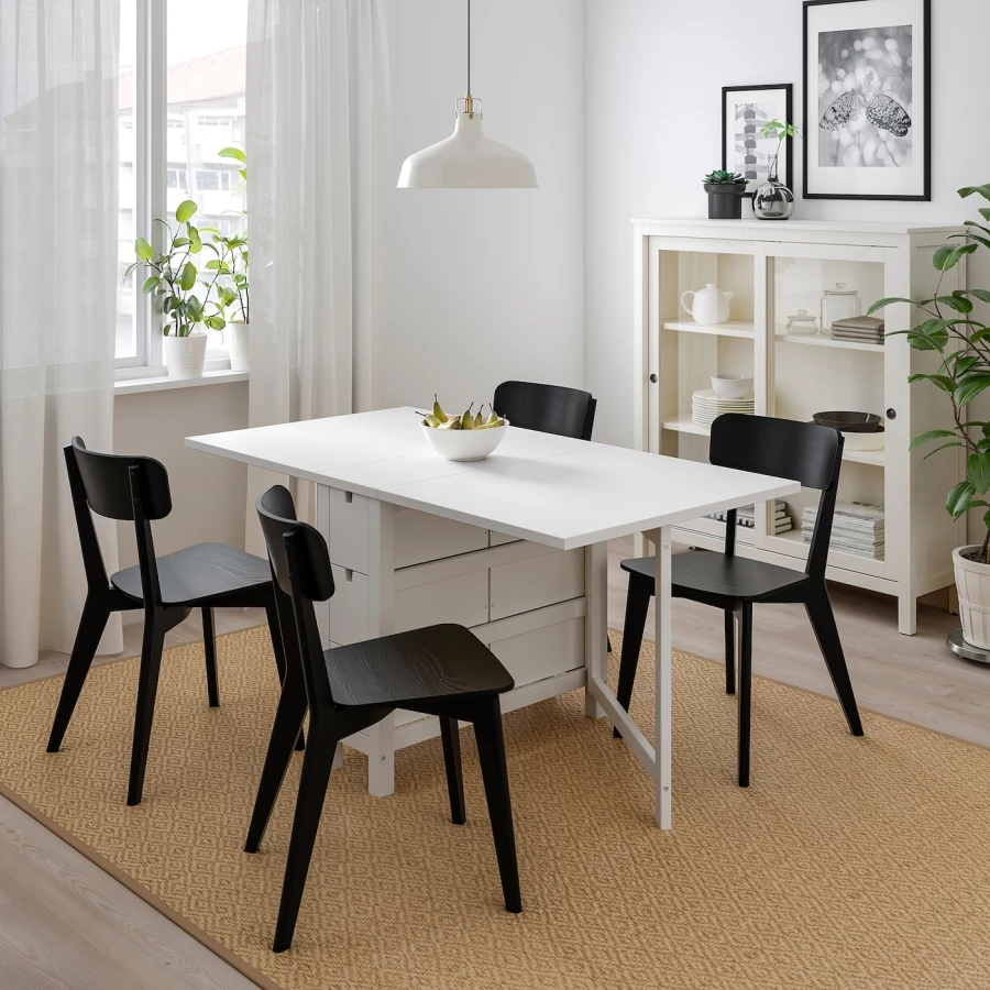 Стол и 4 стула - NORDEN / LISABO  IKEA/ НОРДЕН/ЛИСАБО ИКЕА, 89х80х74 см, белый/черный (изображение №2)