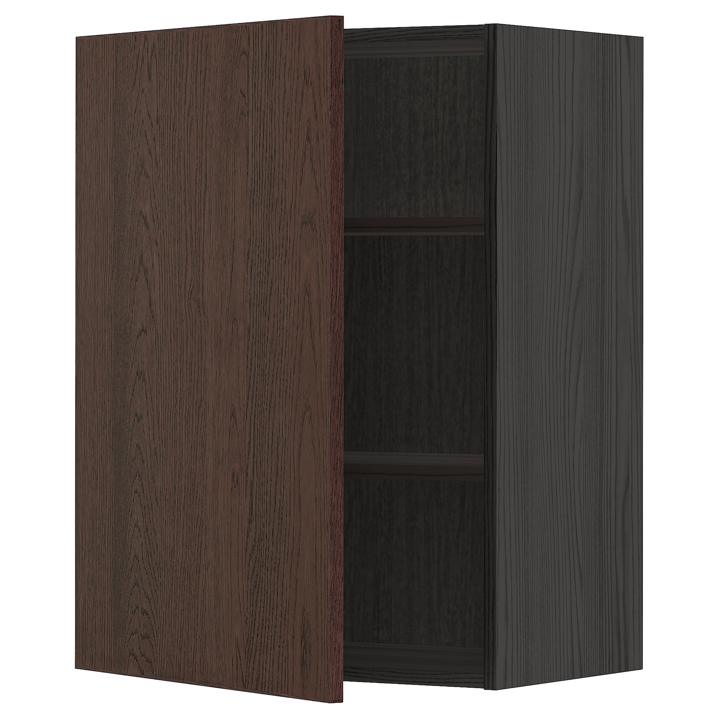 Навесной шкаф с полкой - METOD IKEA/ МЕТОД ИКЕА, 80х60 см, черный/коричневый