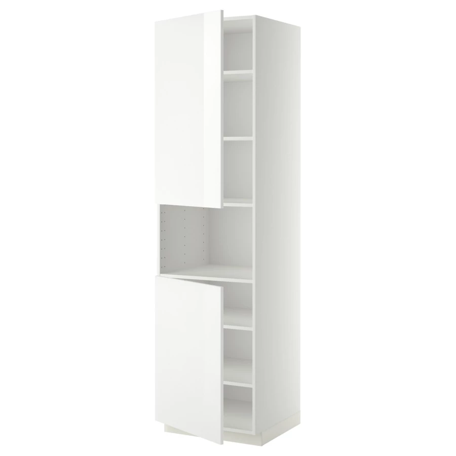 Кухонный шкаф-пенал - IKEA METOD/МЕТОД ИКЕА, 220х60х60 см, белый глянцевый (изображение №1)