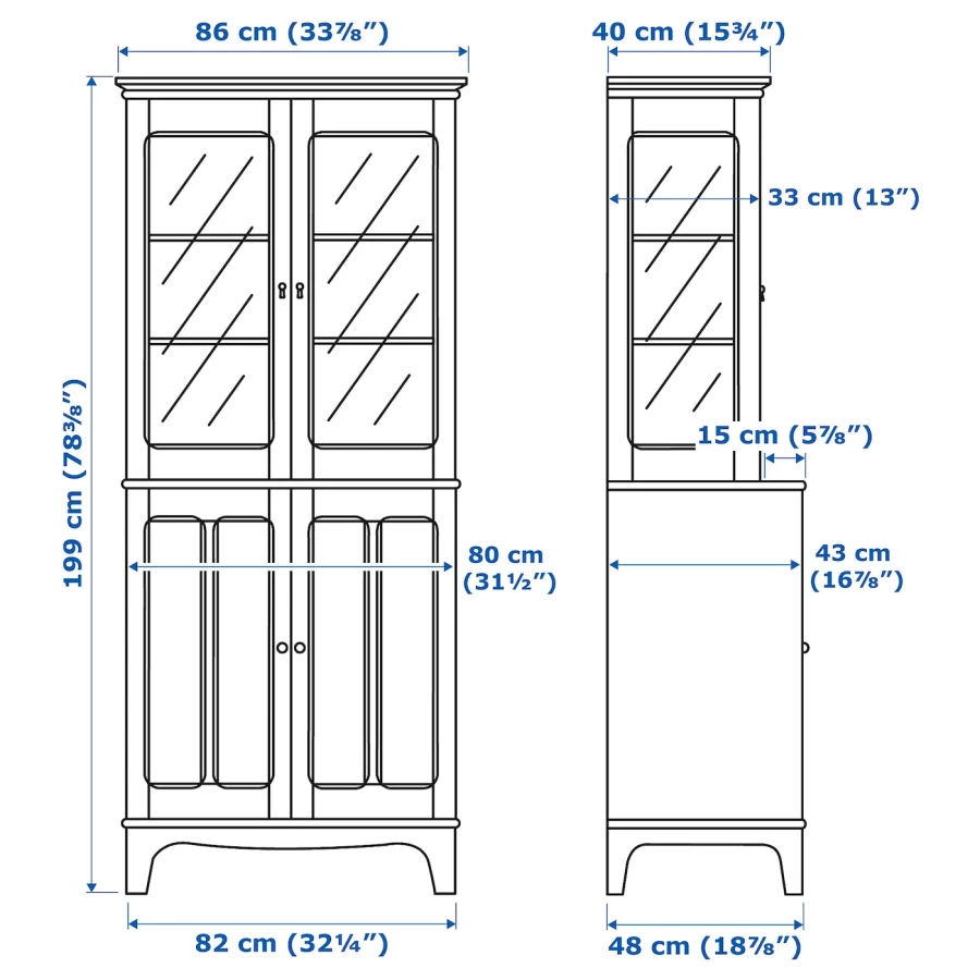 Шкаф со стеклянными дверцами - IKEA LOMMARP/ ЛОММАРП ИКЕА, 86x199 см, темно-сине-зеленый (изображение №11)