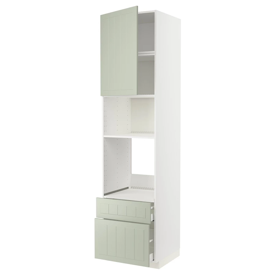 Высокий шкаф с ящиками - IKEA METOD/MAXIMERA/МЕТОД/МАКСИМЕРА ИКЕА, 240х60х60 см, белый/зеленый (изображение №1)