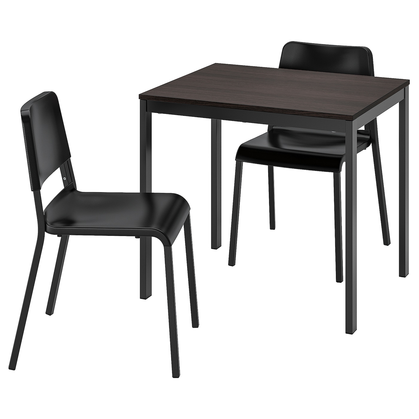 Стол и 2 стула - IKEA VANGSTA/TEODORES / ИКЕА ВАНГСТА/ТЕОДОРЕС, 80х120 см, темно-коричневый/черный
