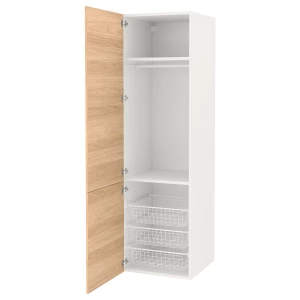 Высокая тумба для ванной - ENHET IKEA/ЭНХЕТ ИКЕА, 60x62x210 см, белый/бежевый
