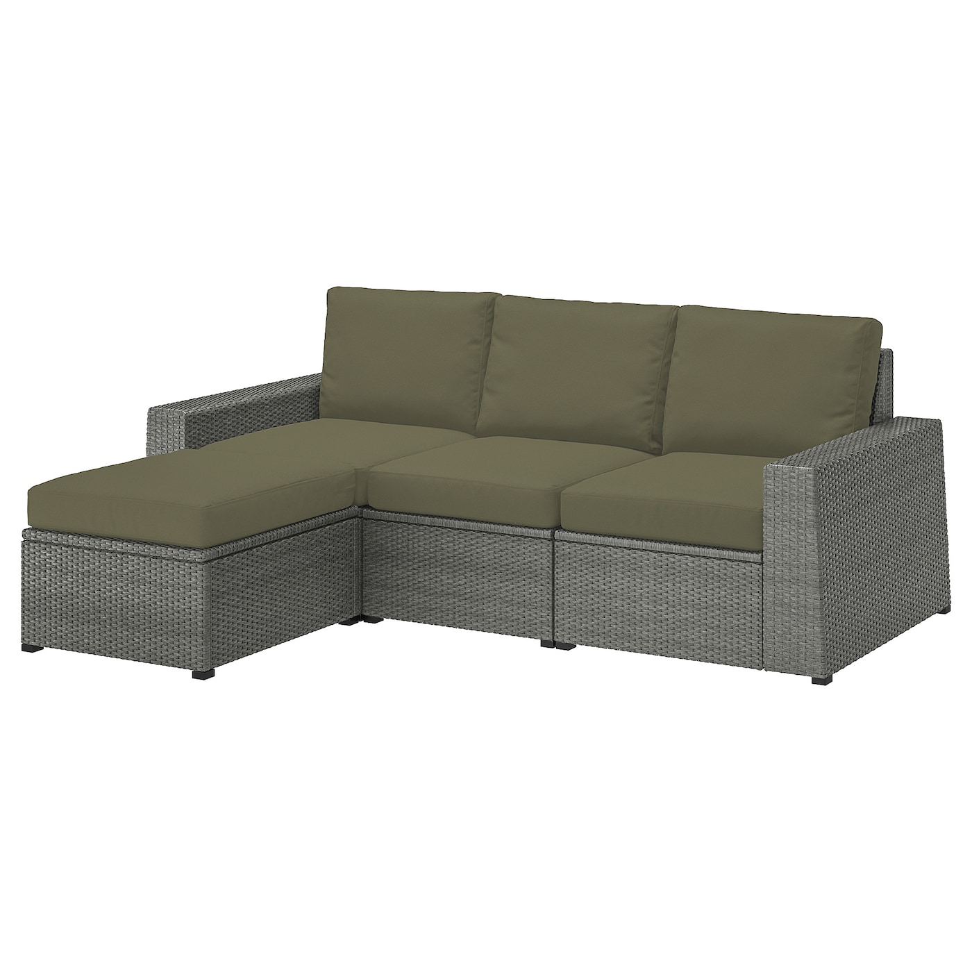 3-местный модульный диван - IKEA SOLLERÖN/SOLLERON/СОЛЛЕРОН ИКЕА, 88х144х223 см, темно-зеленый/серый