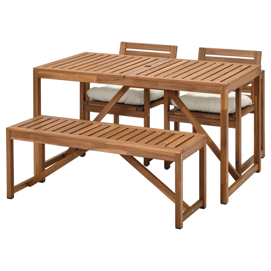 Стол+2 стула+скамья - IKEA NÄMMARÖ/NAMMARO/ НАММАРО ИКЕА, 67х66х7 см, коричневый (изображение №1)