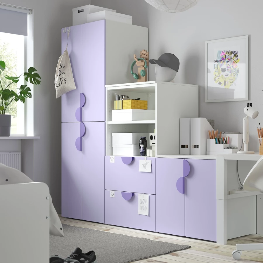 Гардероб - IKEA SMÅSTAD/SMASTAD/СМОСТАД ИКЕА,  181х180 см, белый/фиолетовый (изображение №2)