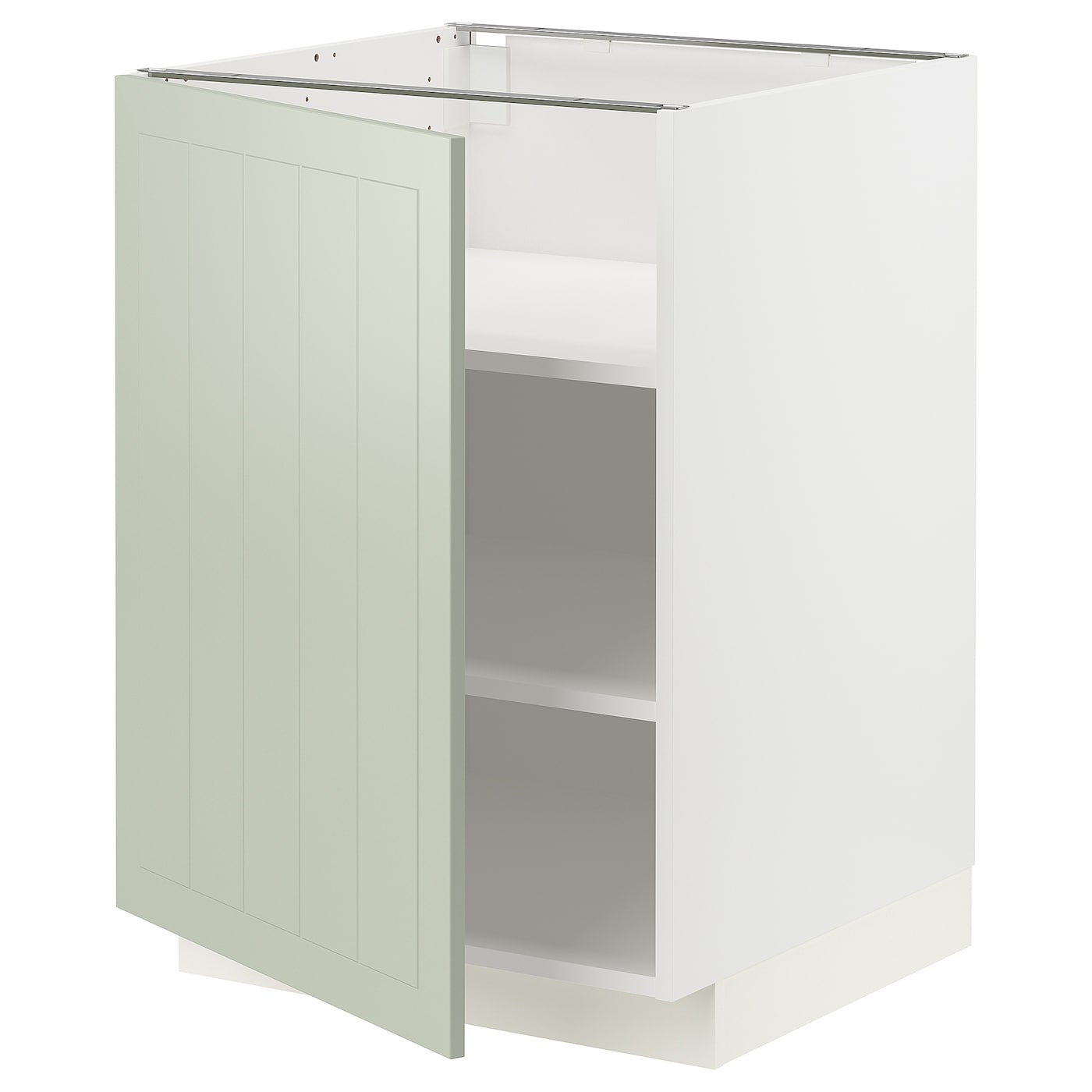 Напольный кухонный шкаф  - IKEA METOD, 88x62x60см, белый/светло-зеленый, МЕТОД ИКЕА