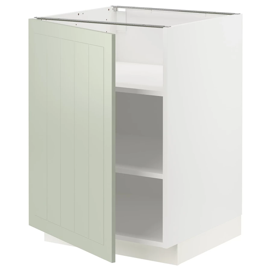 Напольный кухонный шкаф  - IKEA METOD, 88x62x60см, белый/светло-зеленый, МЕТОД ИКЕА (изображение №1)