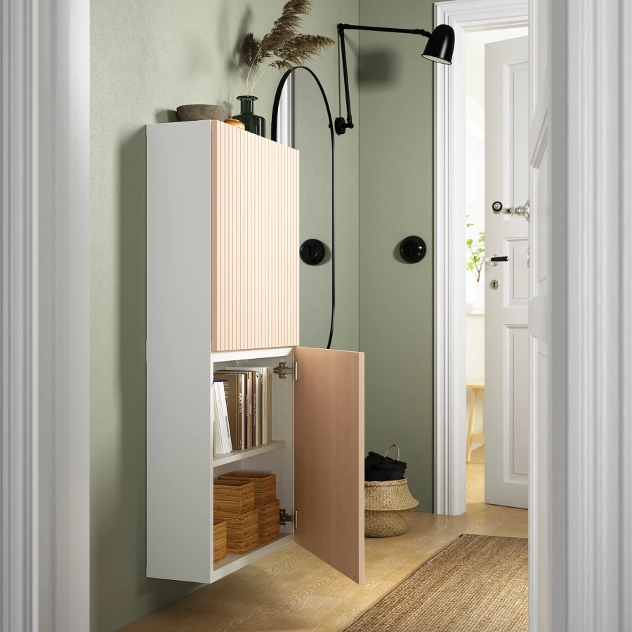Навесной шкаф - IKEA BESTÅ, 60x22x128 см, коричневый, БЕСТО ИКЕА (изображение №2)