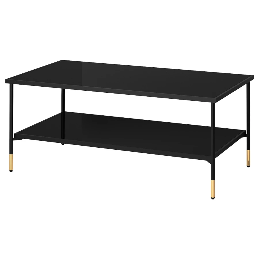 Журнальный стол - IKEA ИКЕА ÄSPERÖD,114х57х47 см, черный/стекло черное (изображение №1)
