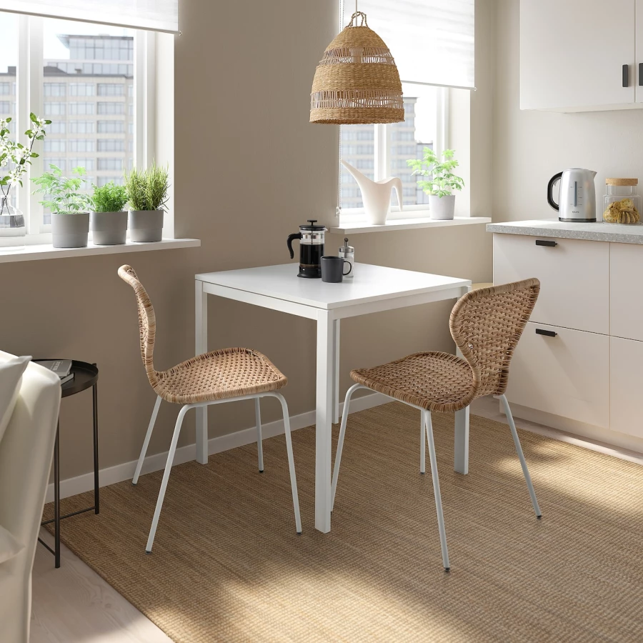 Кухонный стол - MELLTORP/ÄLVSTA IKEA/ МЕЛЛЬТОРП /АЛЬВСТА ИКЕА, 75х75 см, белый/бежевый (изображение №2)