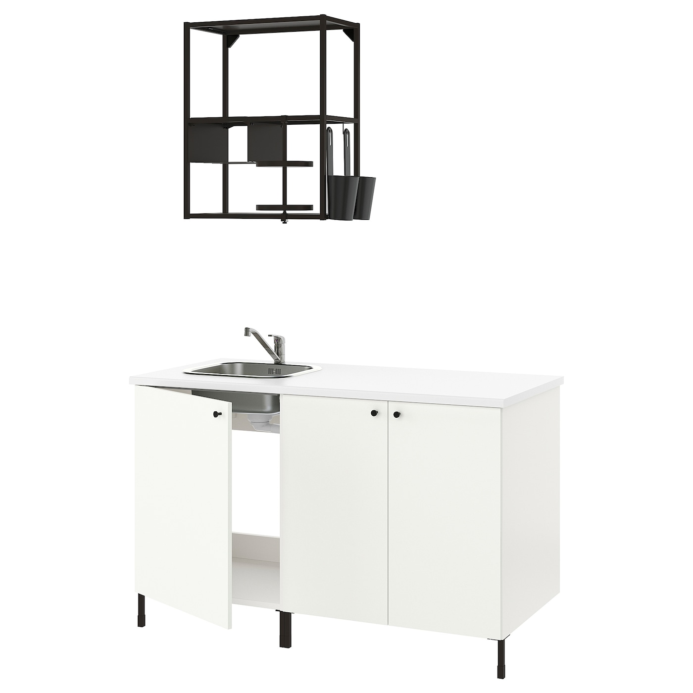 Кухня -  ENHET  IKEA/ ЭНХЕТ ИКЕА, 222х143 см, белый/черный