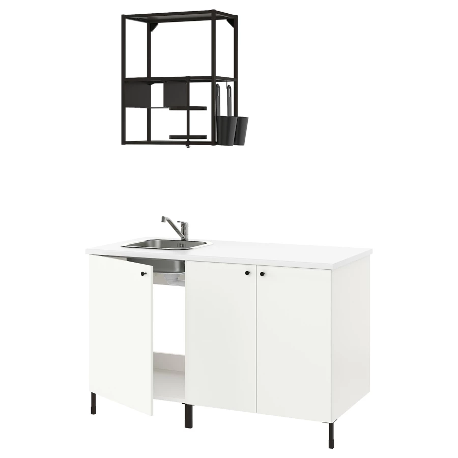 Кухня -  ENHET  IKEA/ ЭНХЕТ ИКЕА, 222х143 см, белый/черный (изображение №1)