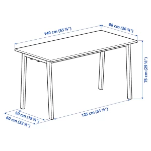 Второе фото. Стол для переговоров - MITTZON IKEA /ИКЕА МИТТЗОН , 68х140х75 см, светло-коричневый/белый