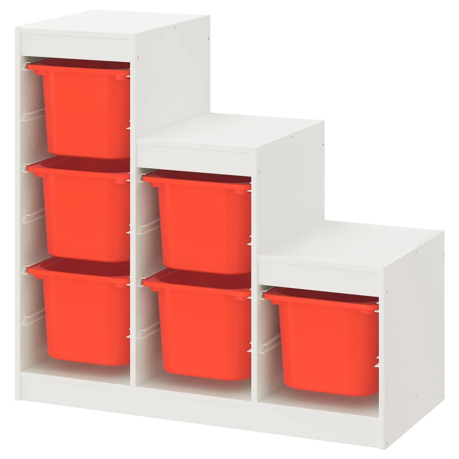 Стеллаж - IKEA TROFAST, 99х44х94 см, белый/оранжевый, ТРУФАСТ ИКЕА (изображение №1)
