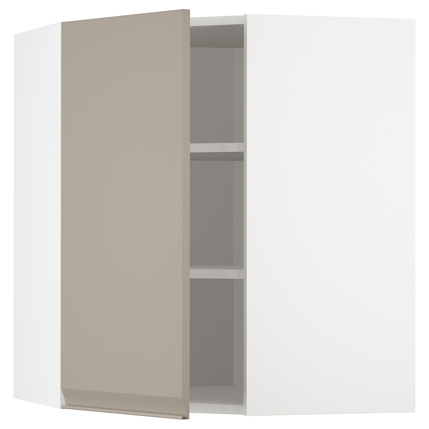 Угловой навесной шкаф с полками - METOD  IKEA/  МЕТОД ИКЕА, 80х68 см, белый/светло-коричневый