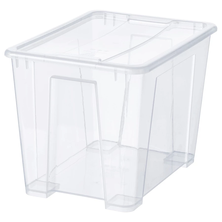 Коробка с крышкой - SAMLA IKEA/ САМЛА ИКЕА, 39х28х28  см, прозрачный (изображение №1)