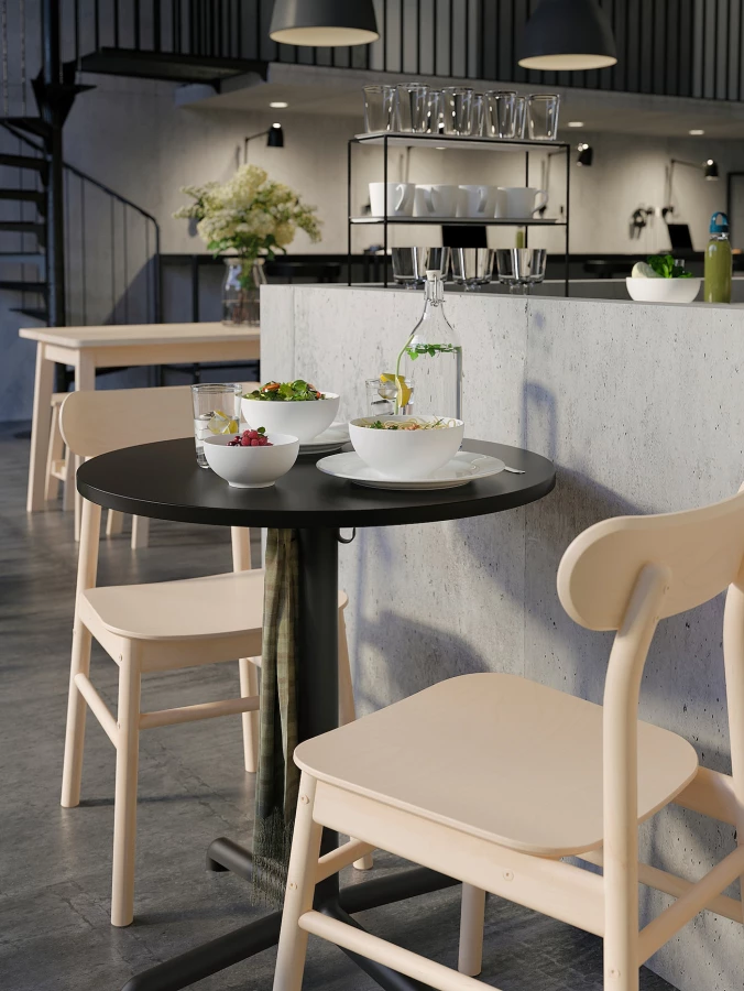Стол и 2 стула - STENSELE / RÖNNINGE IKEA/СТЕНСЕЛЕ/РЕННИНГЕ ИКЕА,70 см, черный/бежевый (изображение №2)