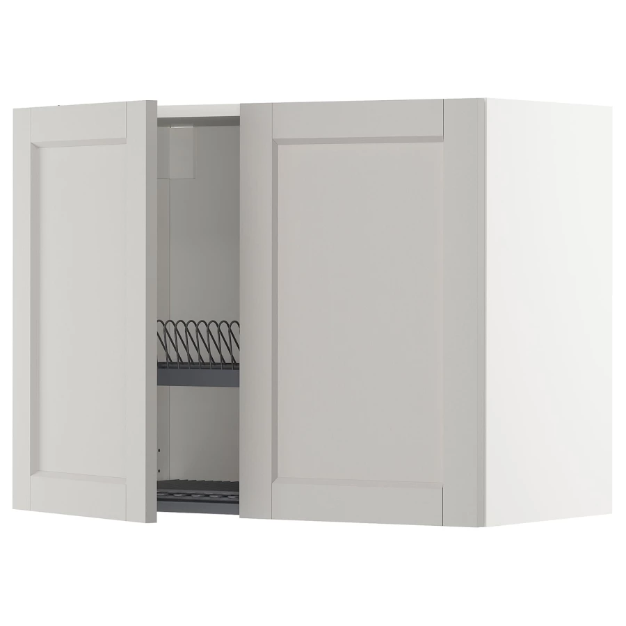 Навесной шкаф с сушилкой - METOD IKEA/ МЕТОД ИКЕА, 60х80 см, белый/светло-серый (изображение №1)