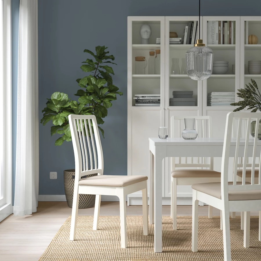 Стул - IKEA EKEDALEN /ЭКЕДАЛЕН ИКЕА, 95х45х51 см, белый/бежевый (изображение №4)