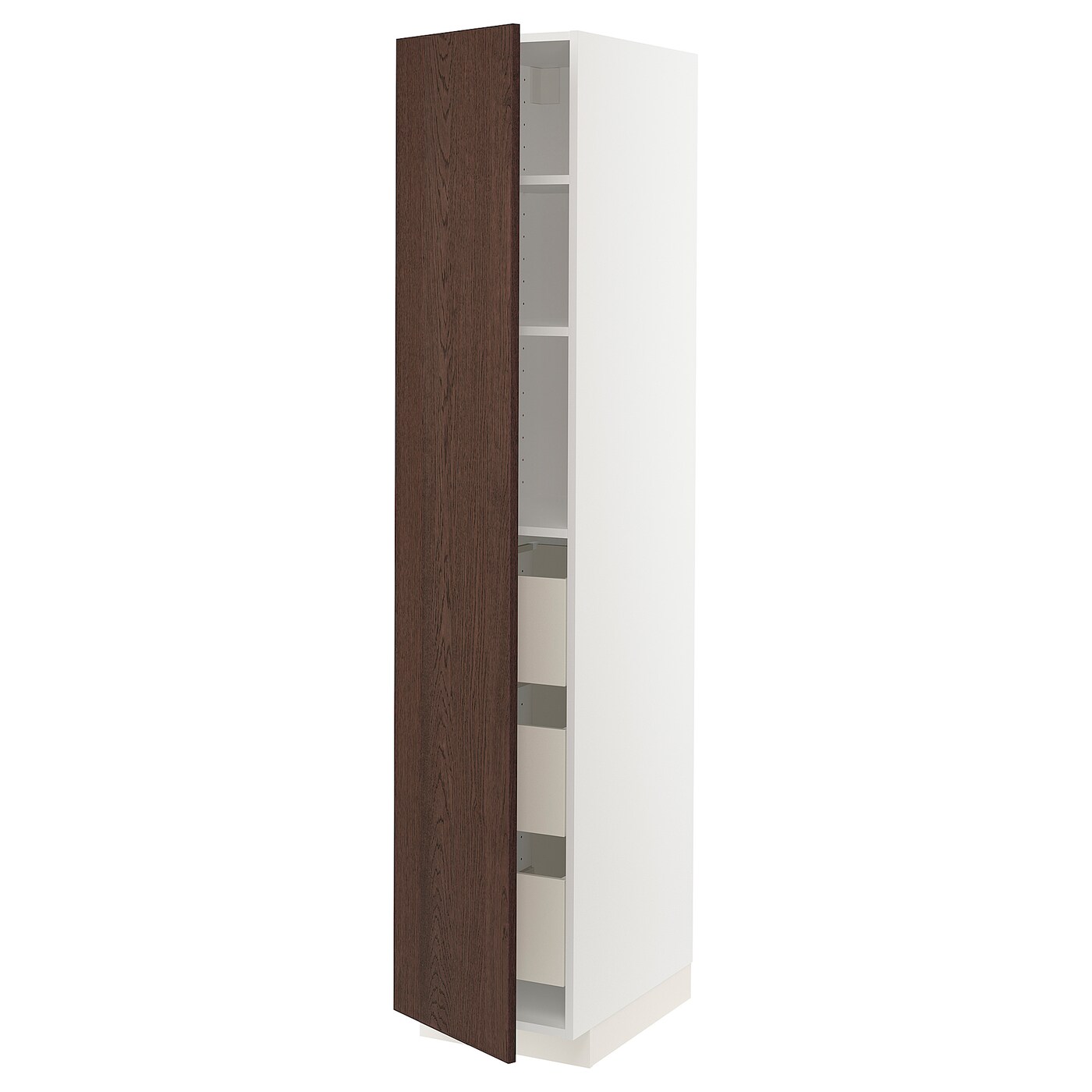 Высокий шкаф с ящиками - IKEA METOD/MAXIMERA/МЕТОД/МАКСИМЕРА ИКЕА, 200х60х40 см, коричневый/белый