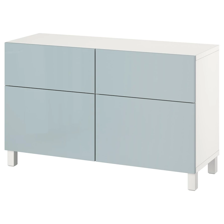 Комбинация для хранения - IKEA BESTÅ/BESTA, 120х42х74 см, серо-голубой глянец/белый, БЕСТО ИКЕА (изображение №1)