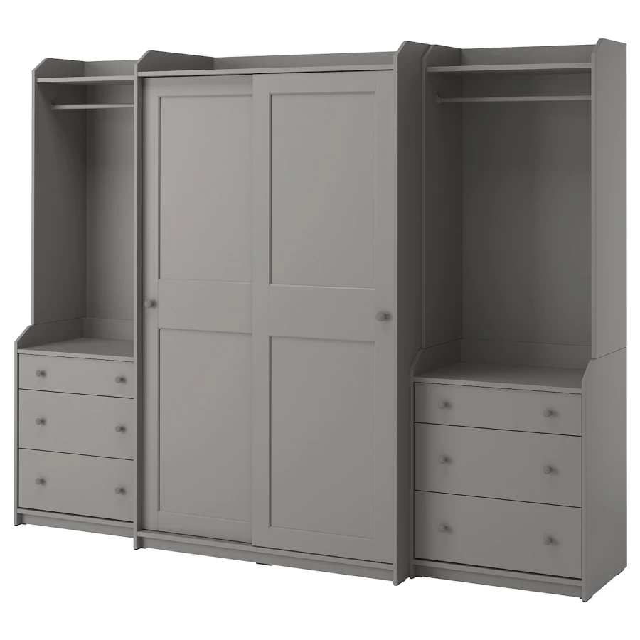 Шкаф - HAUGA IKEA/ХАУГА ИКЕА, 55х258х199 см, серый (изображение №1)