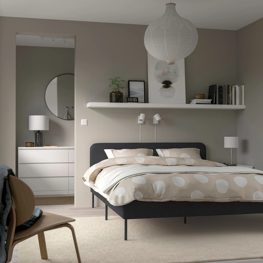 Каркас кровати - SLATTUM IKEA/  СЛАТТУМ  ИКЕА,  206х164 см, черный (изображение №2)