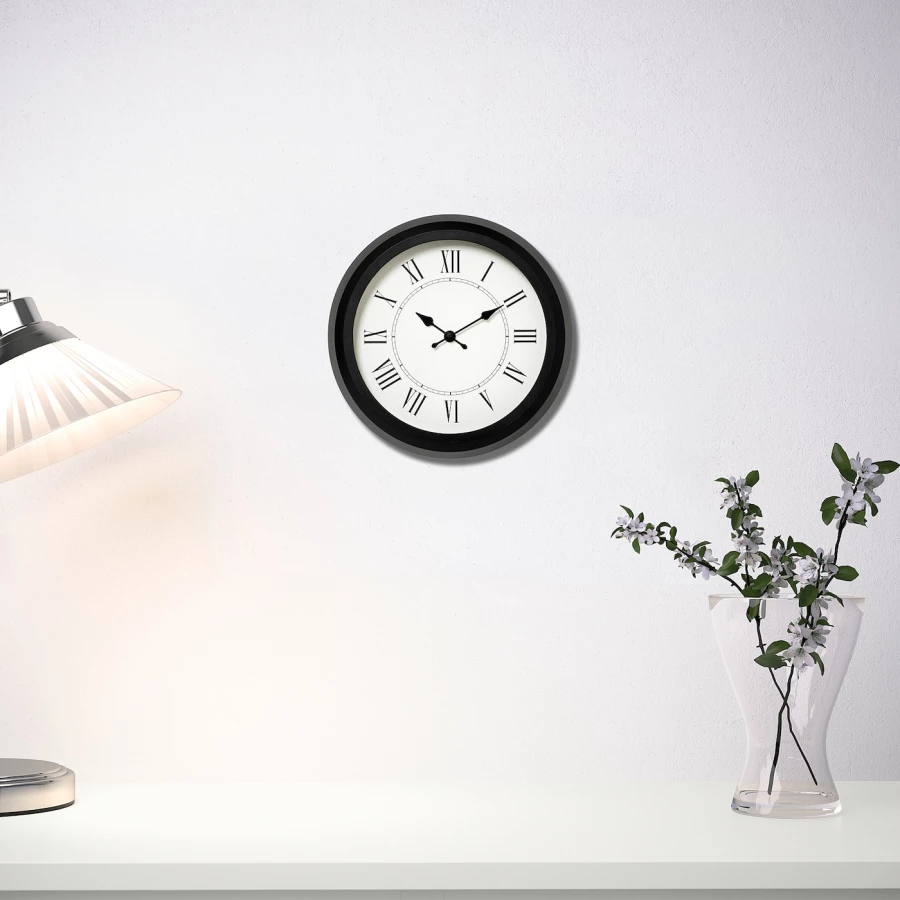 Настенные часы - IKEA NUFFRA/НУФФРА ИКЕА, 25 см, черный/белый (изображение №2)