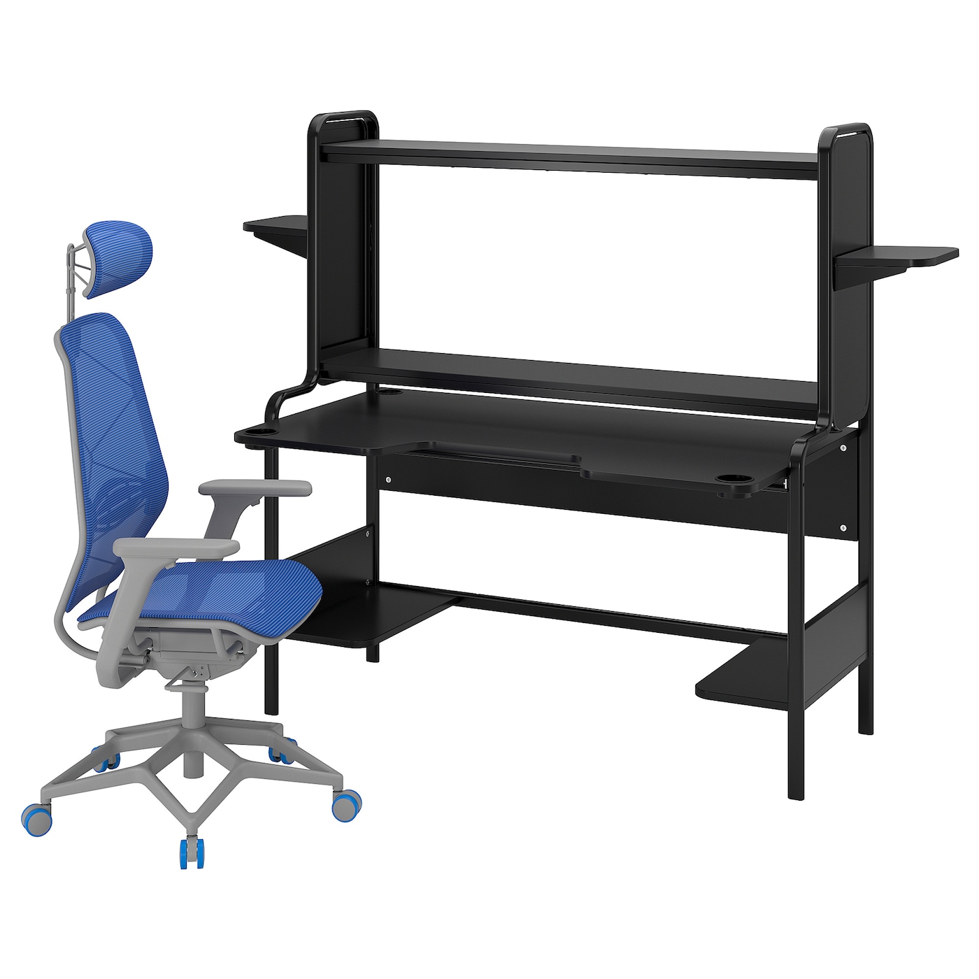Игровой стол и стул - IKEA FREDDE / STYRSPEL, черный/серый/синий, ФРЕДДЕ/СТИРСПЕЛ ИКЕА