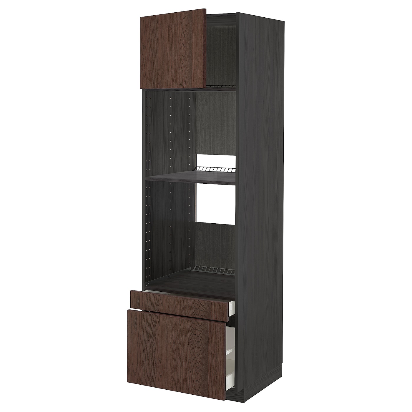 Высокий шкаф - IKEA METOD/MAXIMERA/МЕТОД/МАКСИМЕРА ИКЕА, 200х60х60 см, черный/коричневый